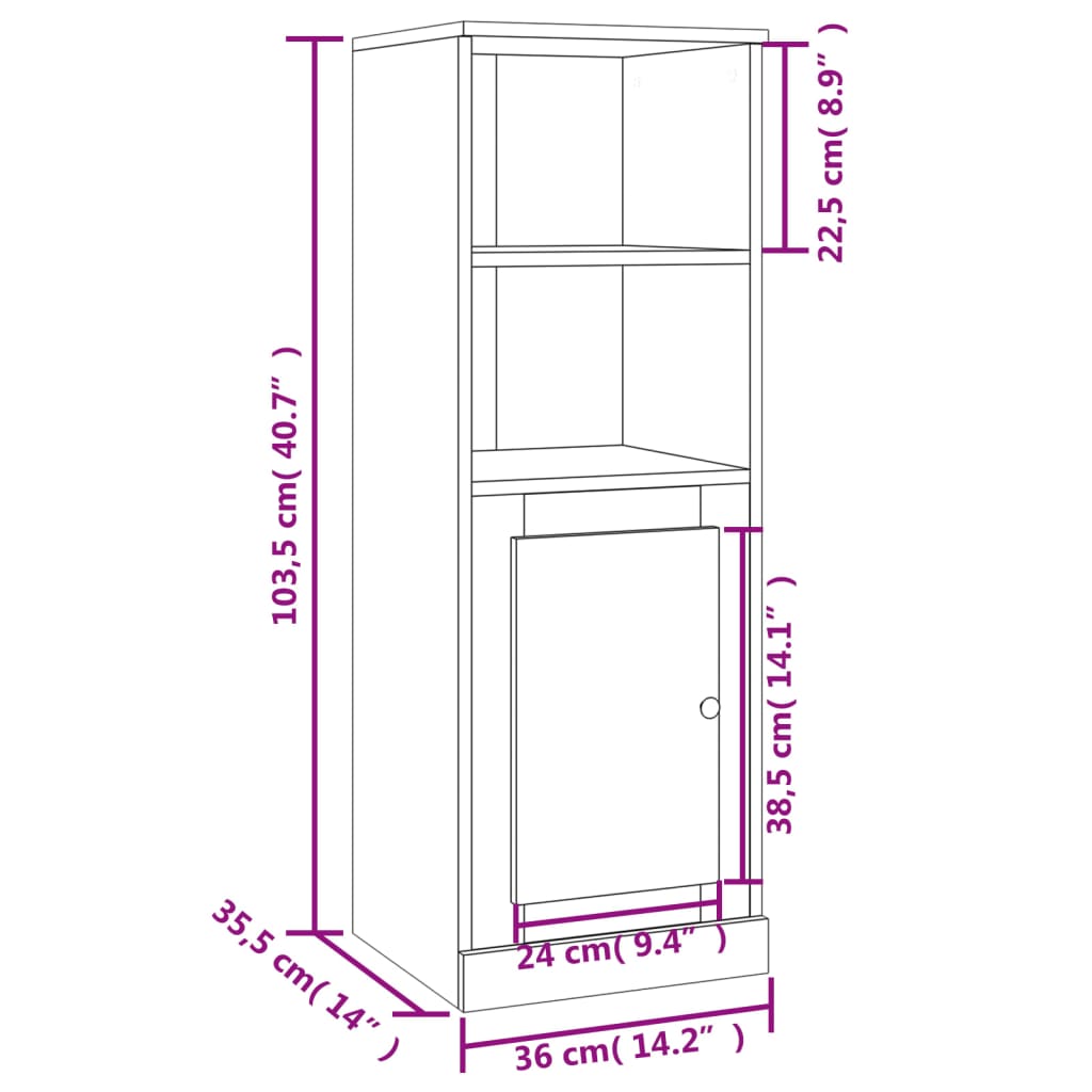 Buffet haut chêne fumé 36x35,5x103,5 cm bois d'ingénierie - XIOS