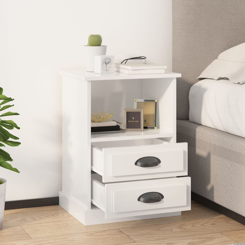 Table de chevet blanc brillant 43x36x60 cm - XIOS