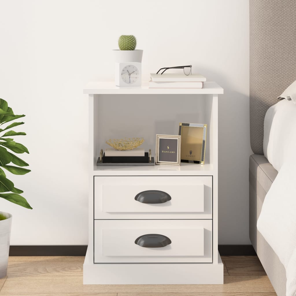 Table de chevet blanc brillant 43x36x60 cm - XIOS