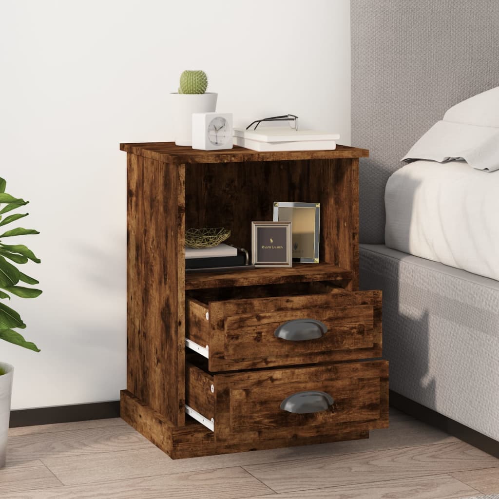 Table de chevet chêne fumé 43x36x60 cm - XIOS