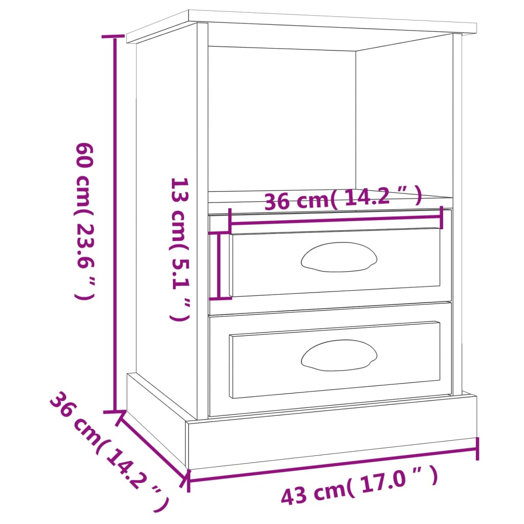 Table de chevet chêne fumé 43x36x60 cm - XIOS