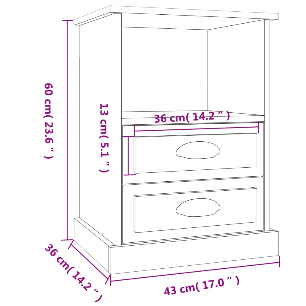 Tables de chevet 2 pcs sonoma gris 43x36x60 cm - XIOS