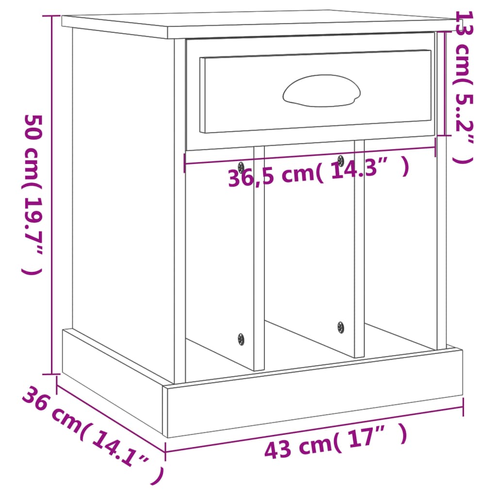 Tables de chevet 2 pcs chêne sonoma 43x36x50 cm - XIOS