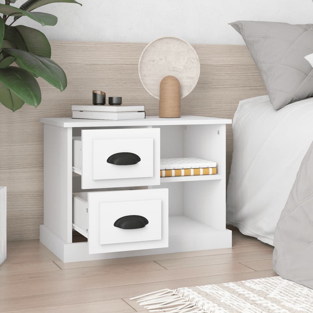 Table de chevet blanc 60x35,5x45 cm - XIOS