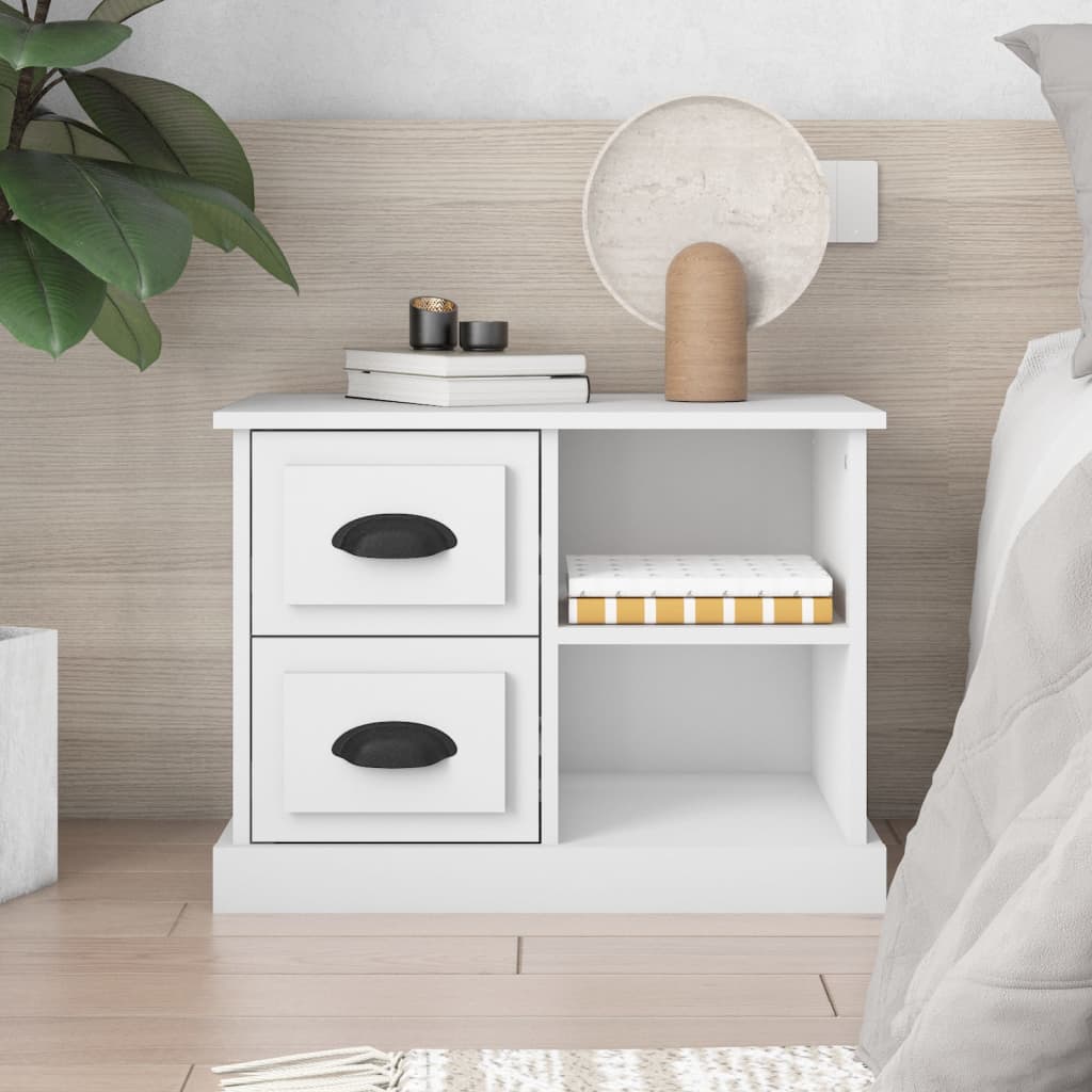 Table de chevet blanc 60x35,5x45 cm - XIOS