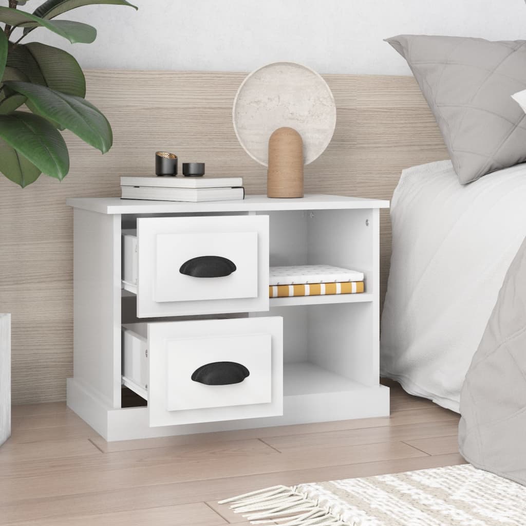 Table de chevet blanc brillant 60x35,5x45 cm - XIOS
