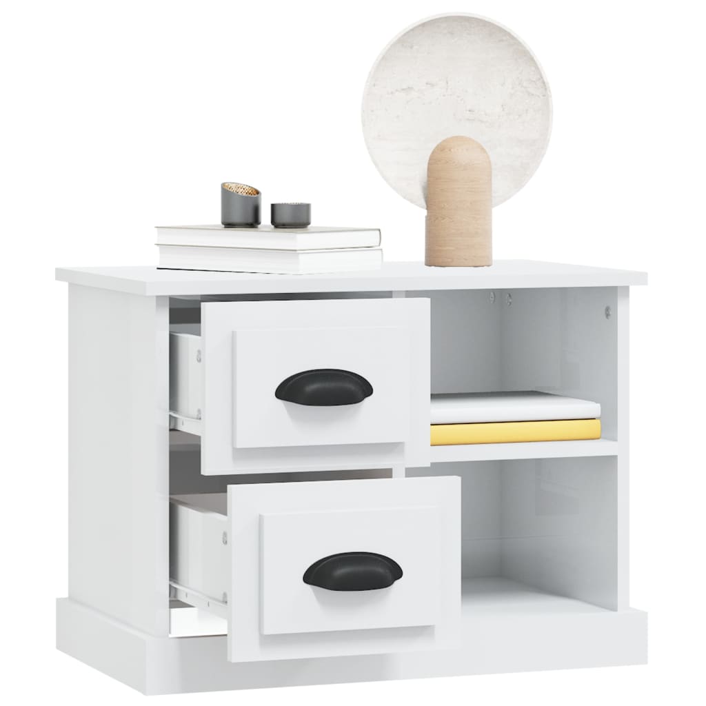 Table de chevet blanc brillant 60x35,5x45 cm - XIOS
