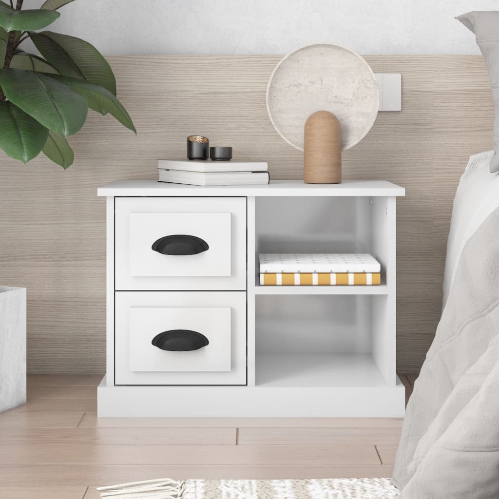Table de chevet blanc brillant 60x35,5x45 cm - XIOS