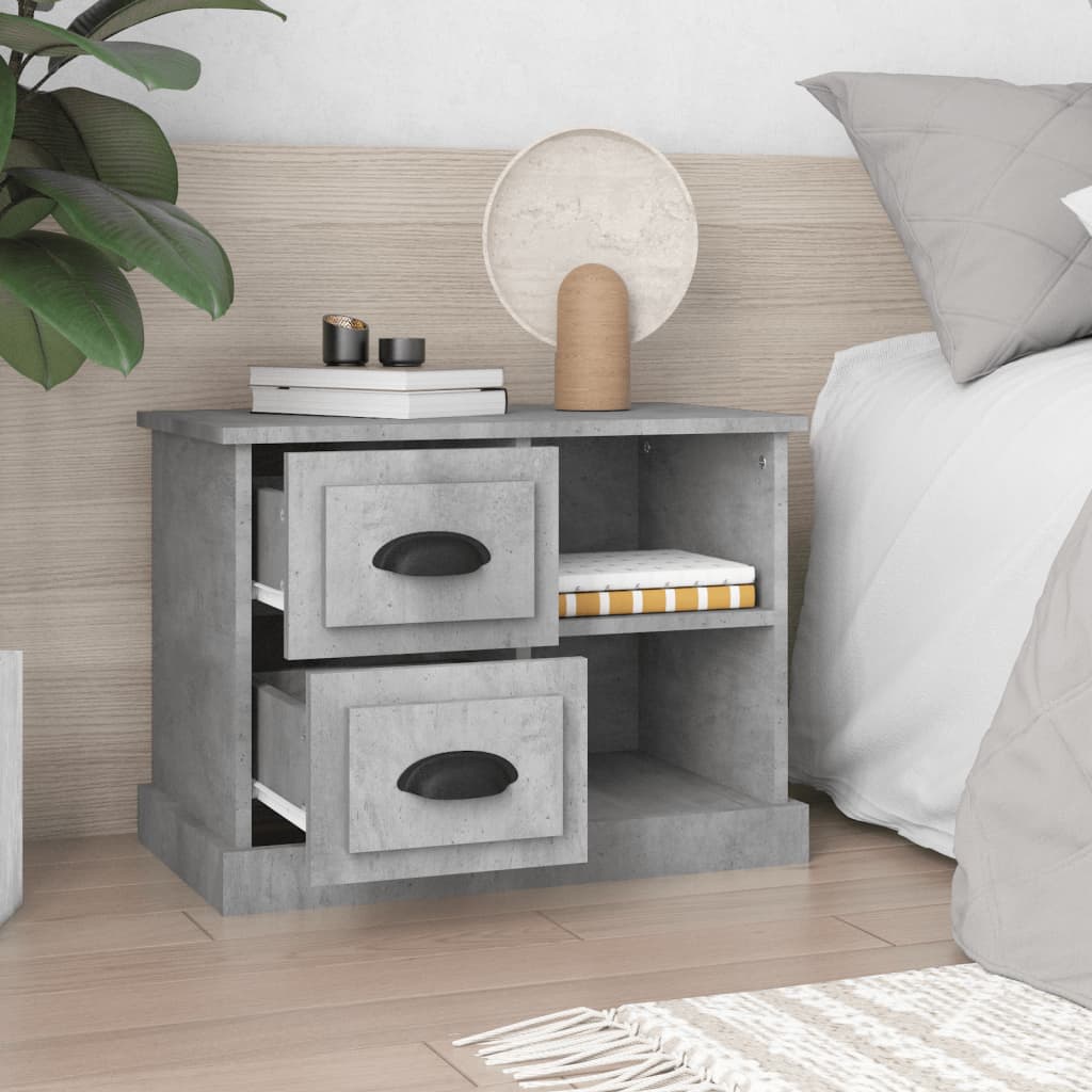 Table de chevet gris béton 60x35,5x45 cm - XIOS