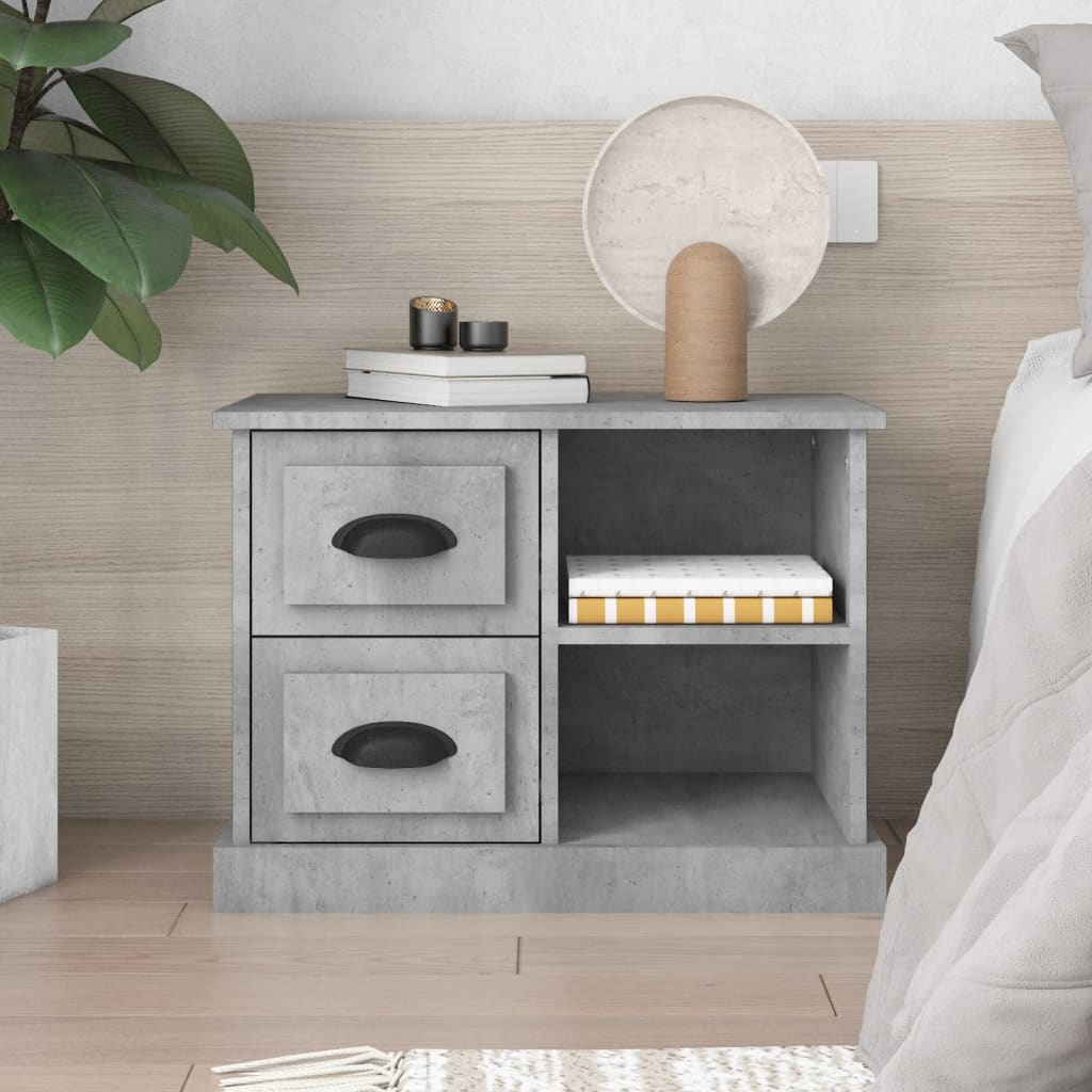 Table de chevet gris béton 60x35,5x45 cm - XIOS