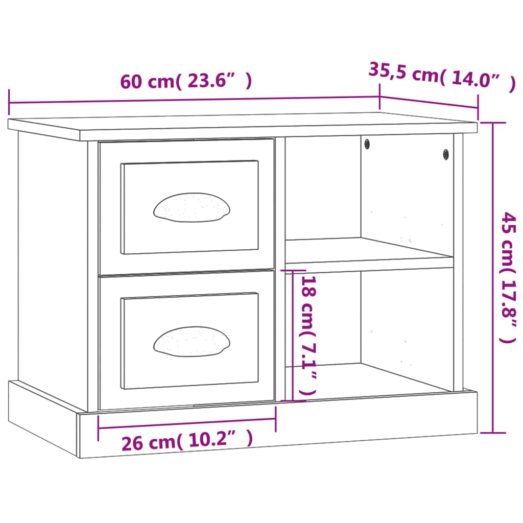 Table de chevet chêne fumé 60x35,5x45 cm - XIOS