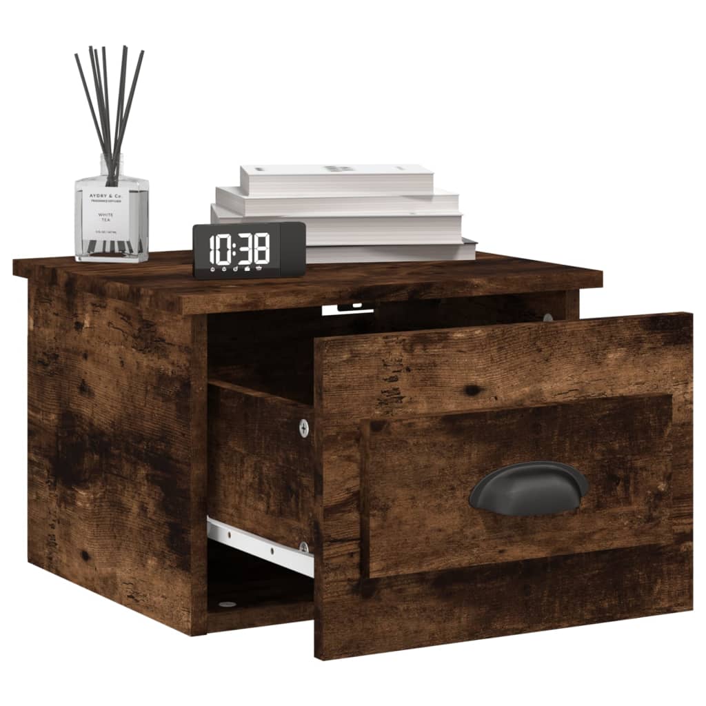 Table de chevet murale chêne fumé 41,5x36x28 cm - XIOS