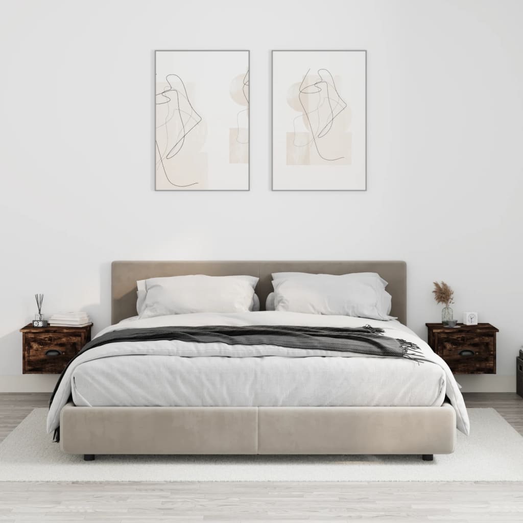Tables de chevet murales 2 pcs chêne fumé 41,5x36x28 cm - XIOS