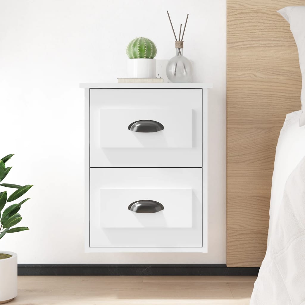 Table de chevet murale blanc brillant 41,5x36x53 cm - XIOS