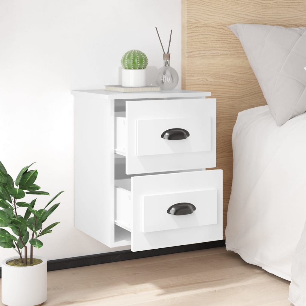 Tables de chevet murales 2 pcs blanc brillant 41,5x36x53 cm - XIOS