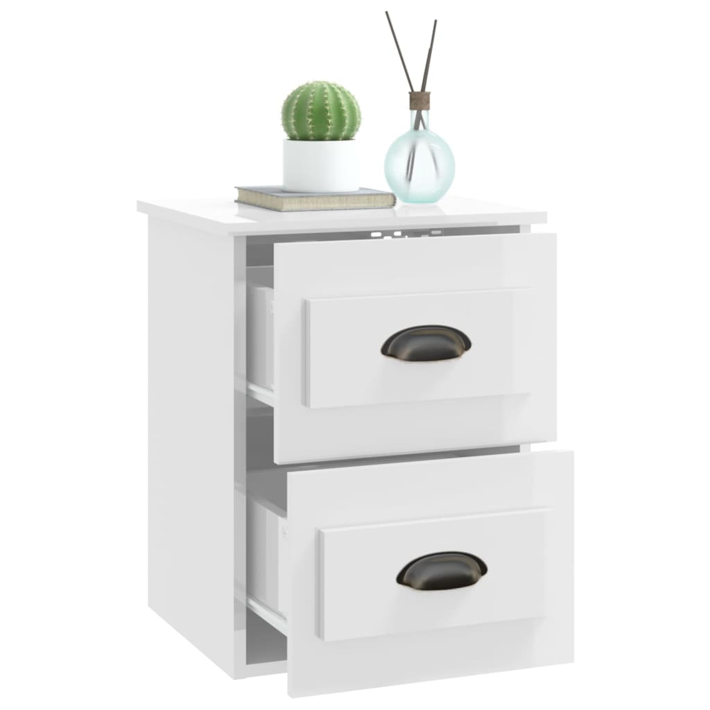 Tables de chevet murales 2 pcs blanc brillant 41,5x36x53 cm - XIOS