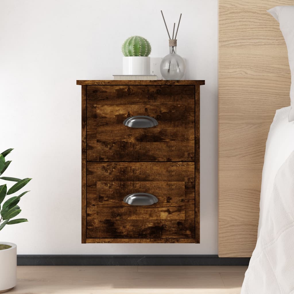 Table de chevet murale chêne fumé 41,5x36x53 cm - XIOS