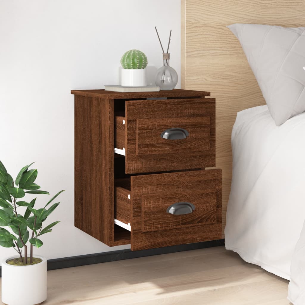 Table de chevet murale chêne marron 41,5x36x53 cm - XIOS