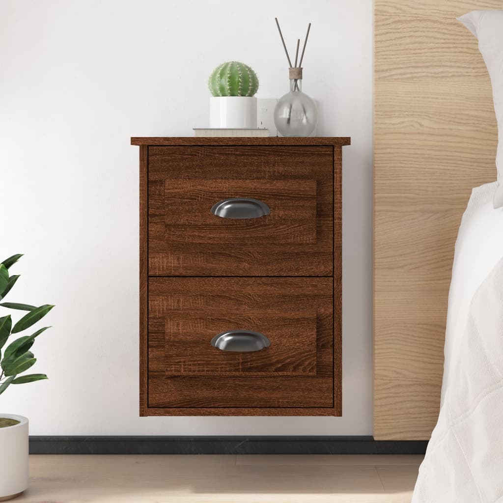 Table de chevet murale chêne marron 41,5x36x53 cm - XIOS