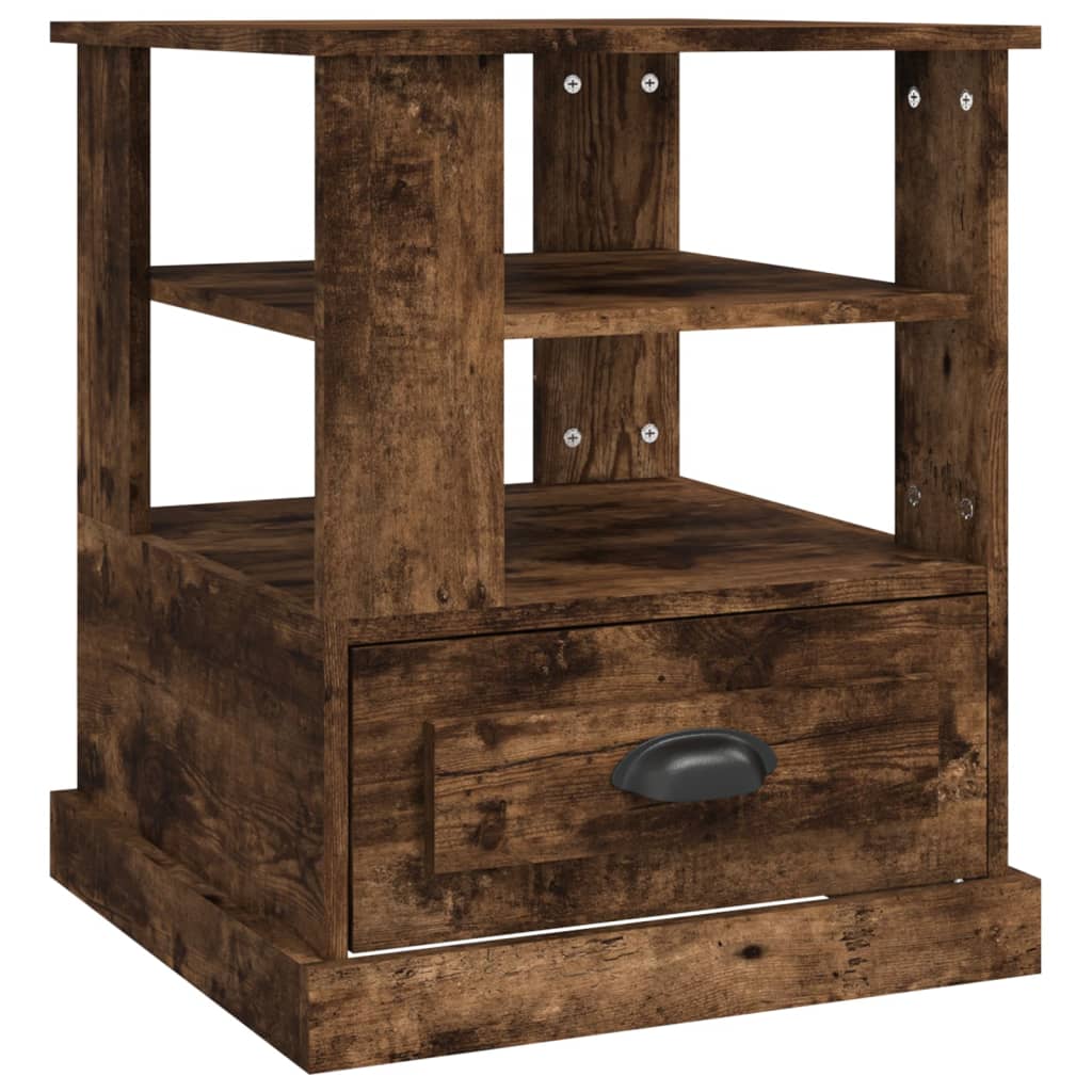 Table d'appoint chêne fumé 50x50x60 cm bois d'ingénierie - XIOS