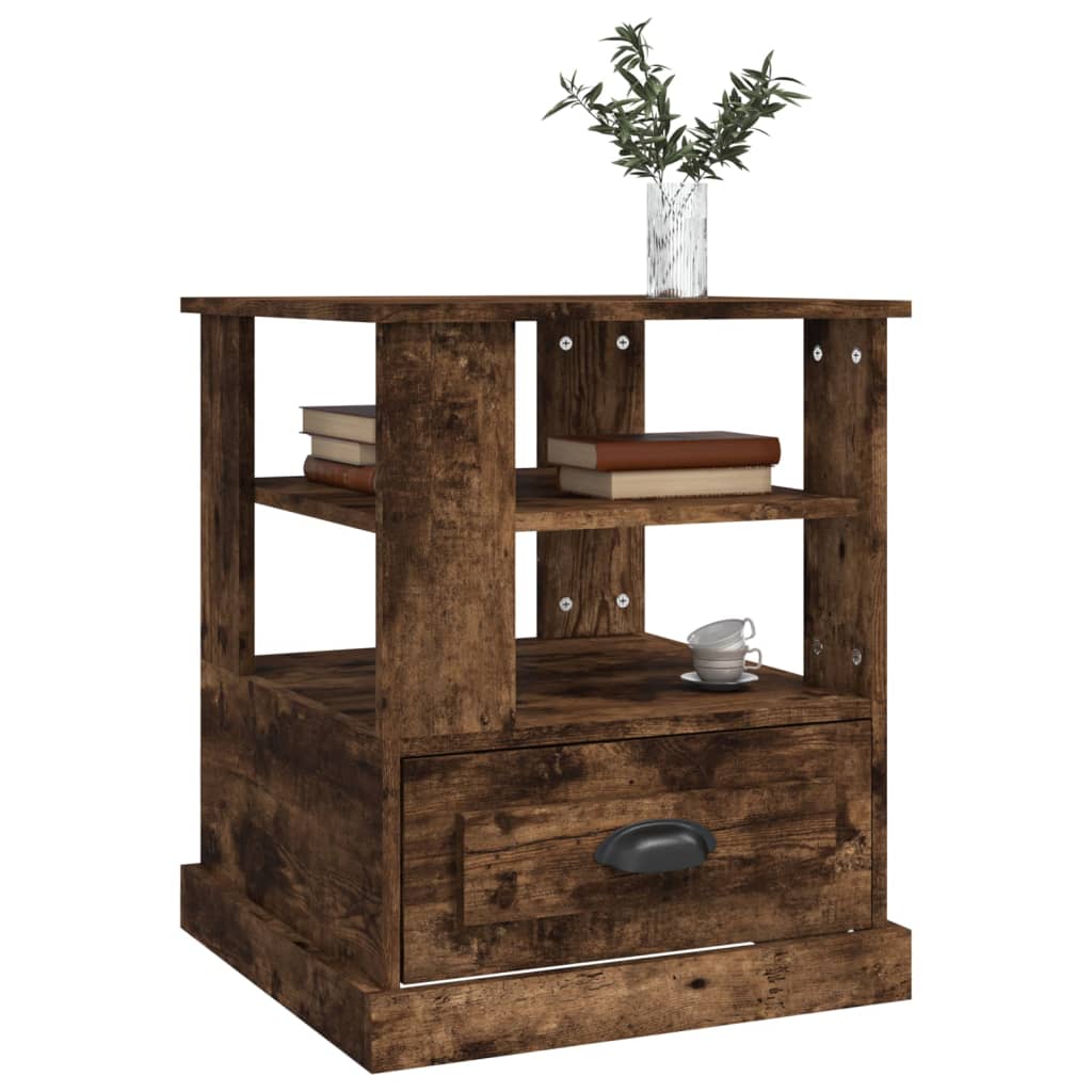 Table d'appoint chêne fumé 50x50x60 cm bois d'ingénierie - XIOS