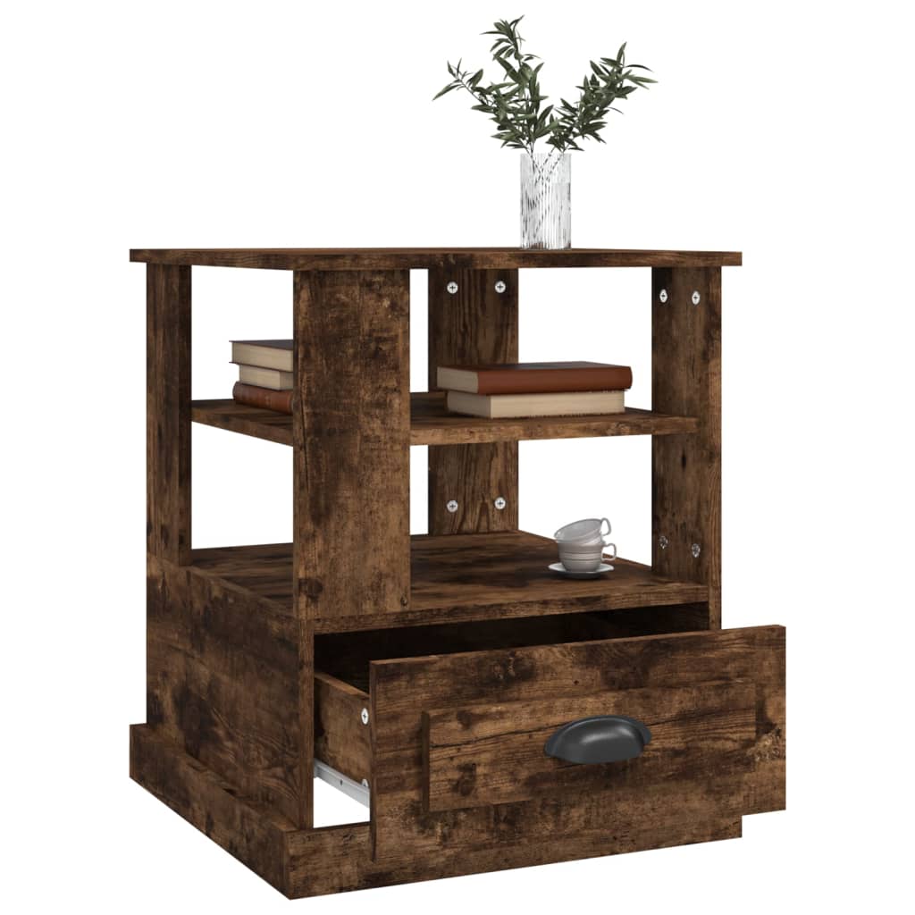 Table d'appoint chêne fumé 50x50x60 cm bois d'ingénierie - XIOS