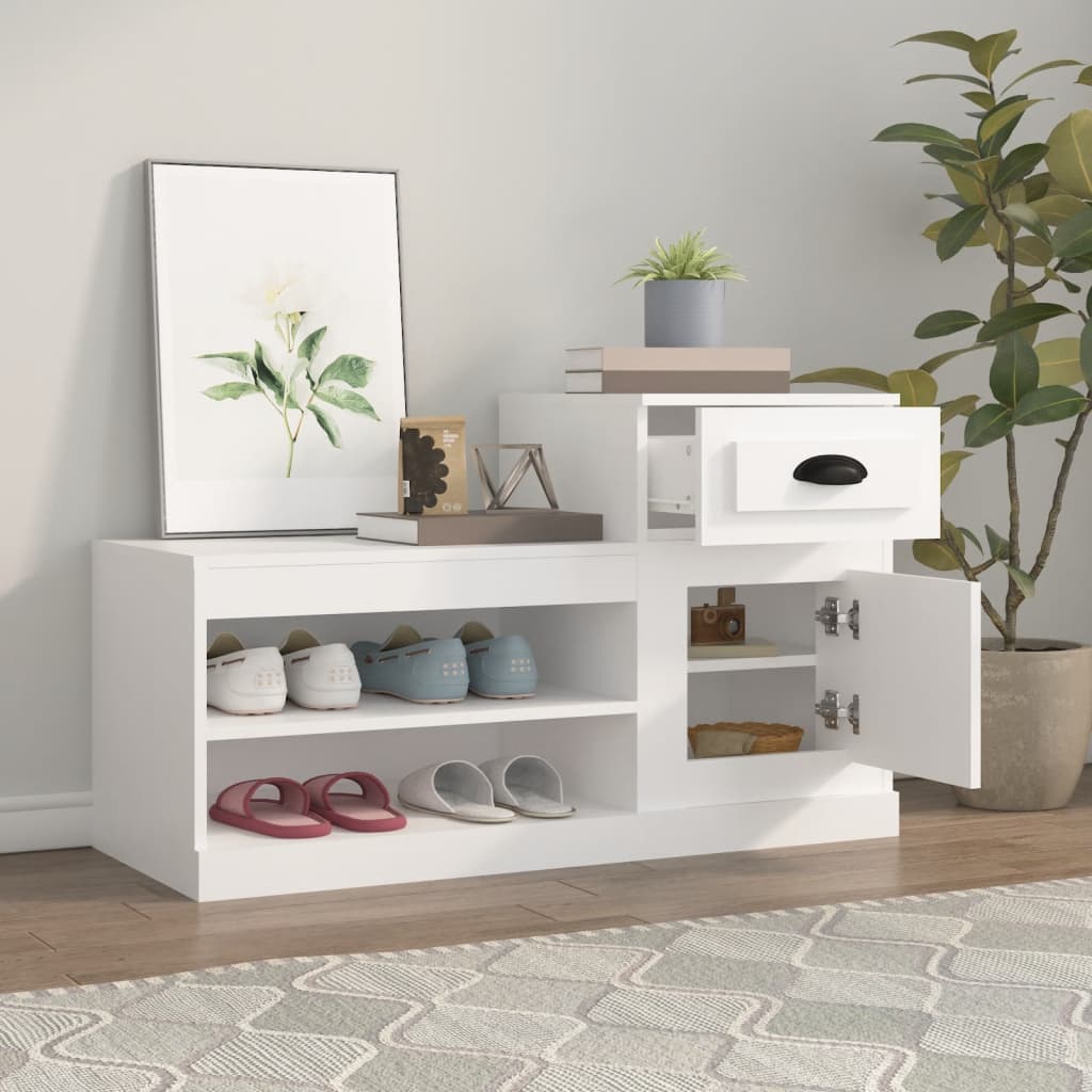 Armoire à chaussures blanc 100x42x60 cm bois d'ingénierie - XIOS
