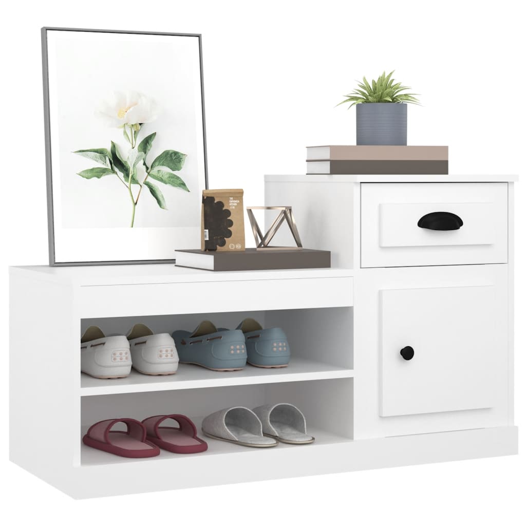 Armoire à chaussures blanc 100x42x60 cm bois d'ingénierie - XIOS
