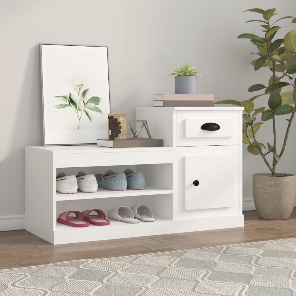 Armoire à chaussures blanc 100x42x60 cm bois d'ingénierie - XIOS