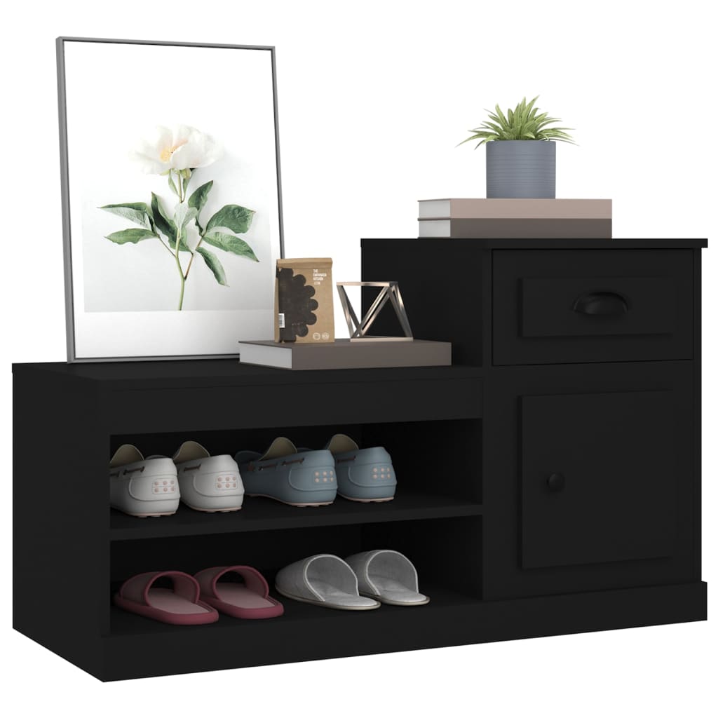 Armoire à chaussures noir 100x42x60 cm bois d'ingénierie - XIOS