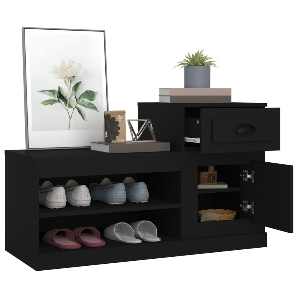 Armoire à chaussures noir 100x42x60 cm bois d'ingénierie - XIOS