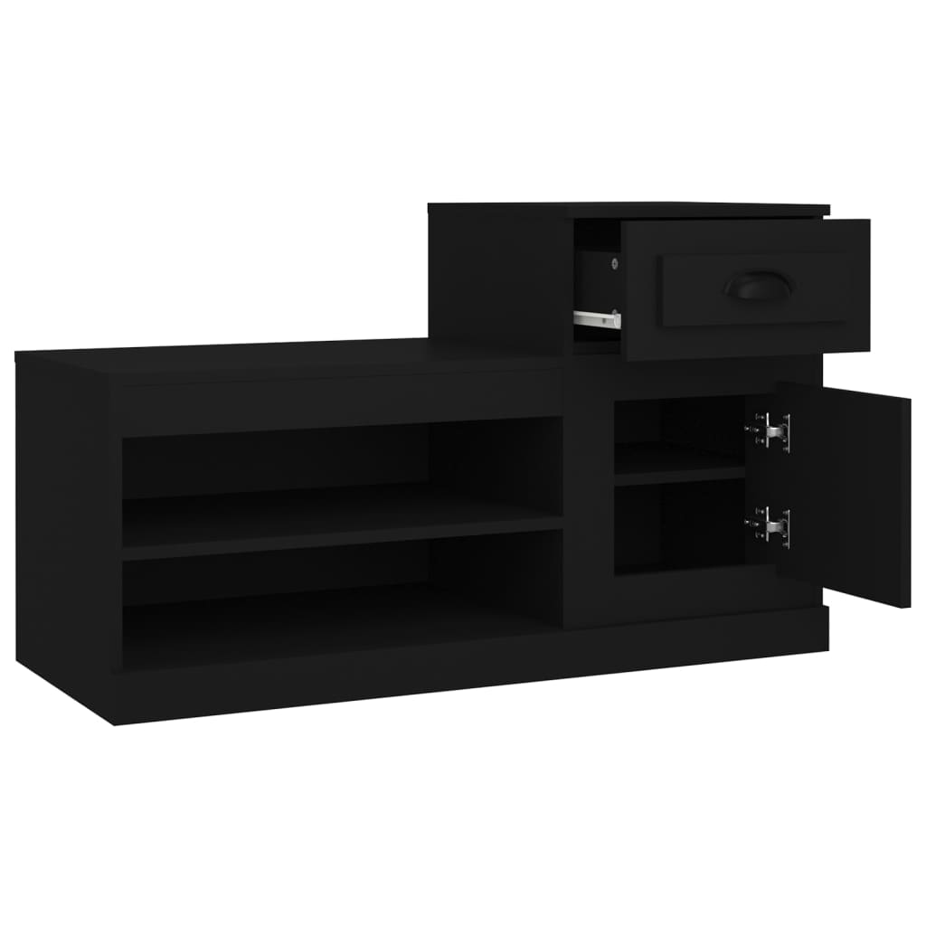 Armoire à chaussures noir 100x42x60 cm bois d'ingénierie - XIOS