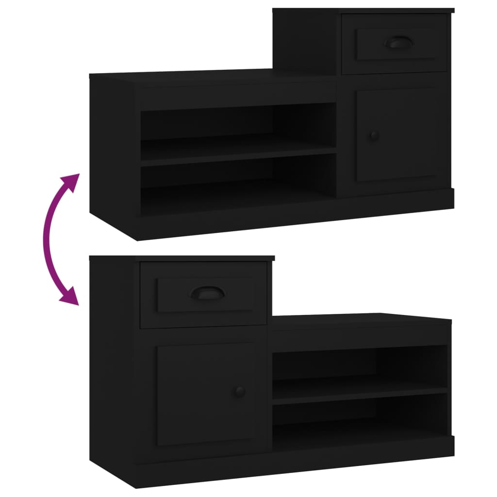 Armoire à chaussures noir 100x42x60 cm bois d'ingénierie - XIOS