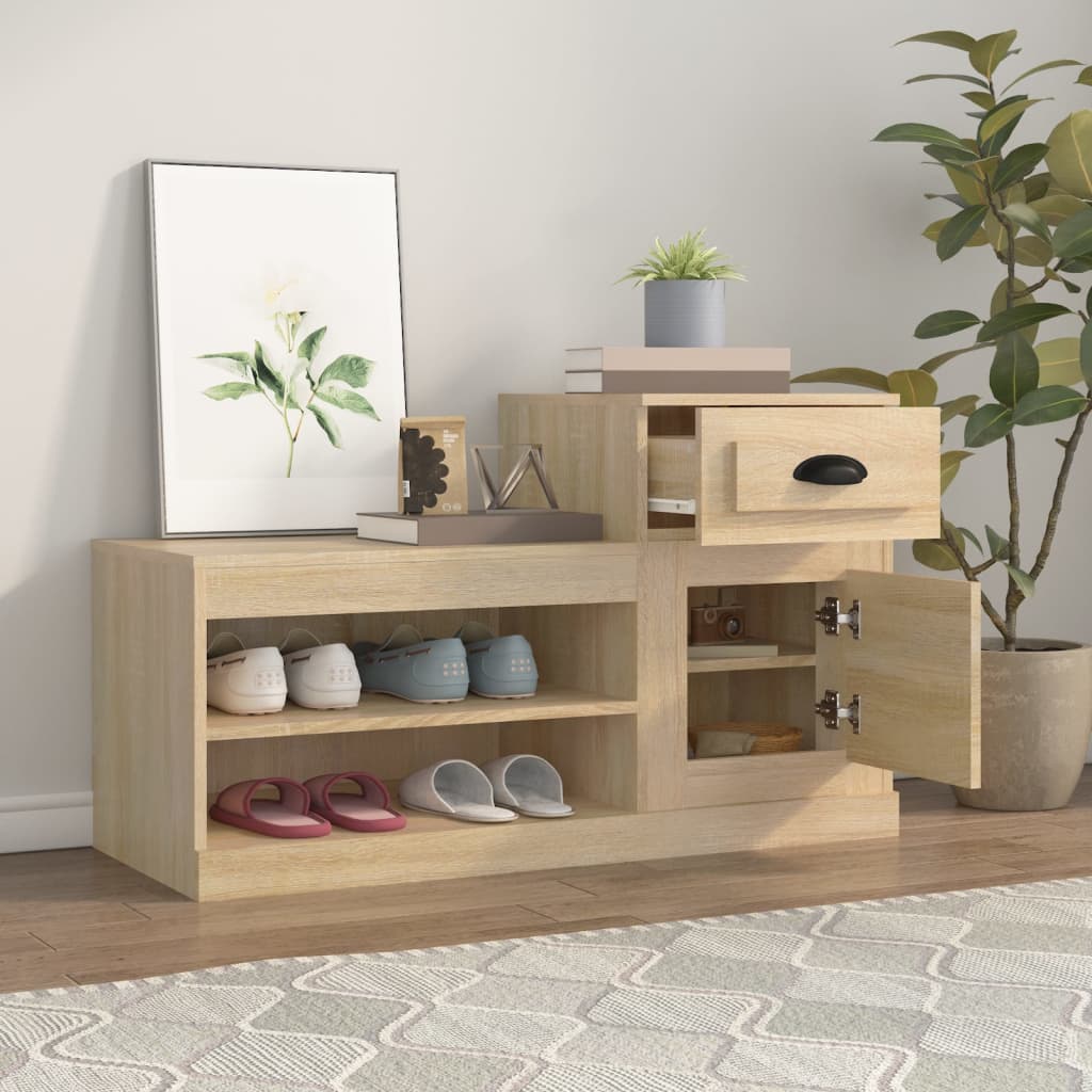 Armoire à chaussures chêne sonoma 100x42x60cm bois d'ingénierie - XIOS