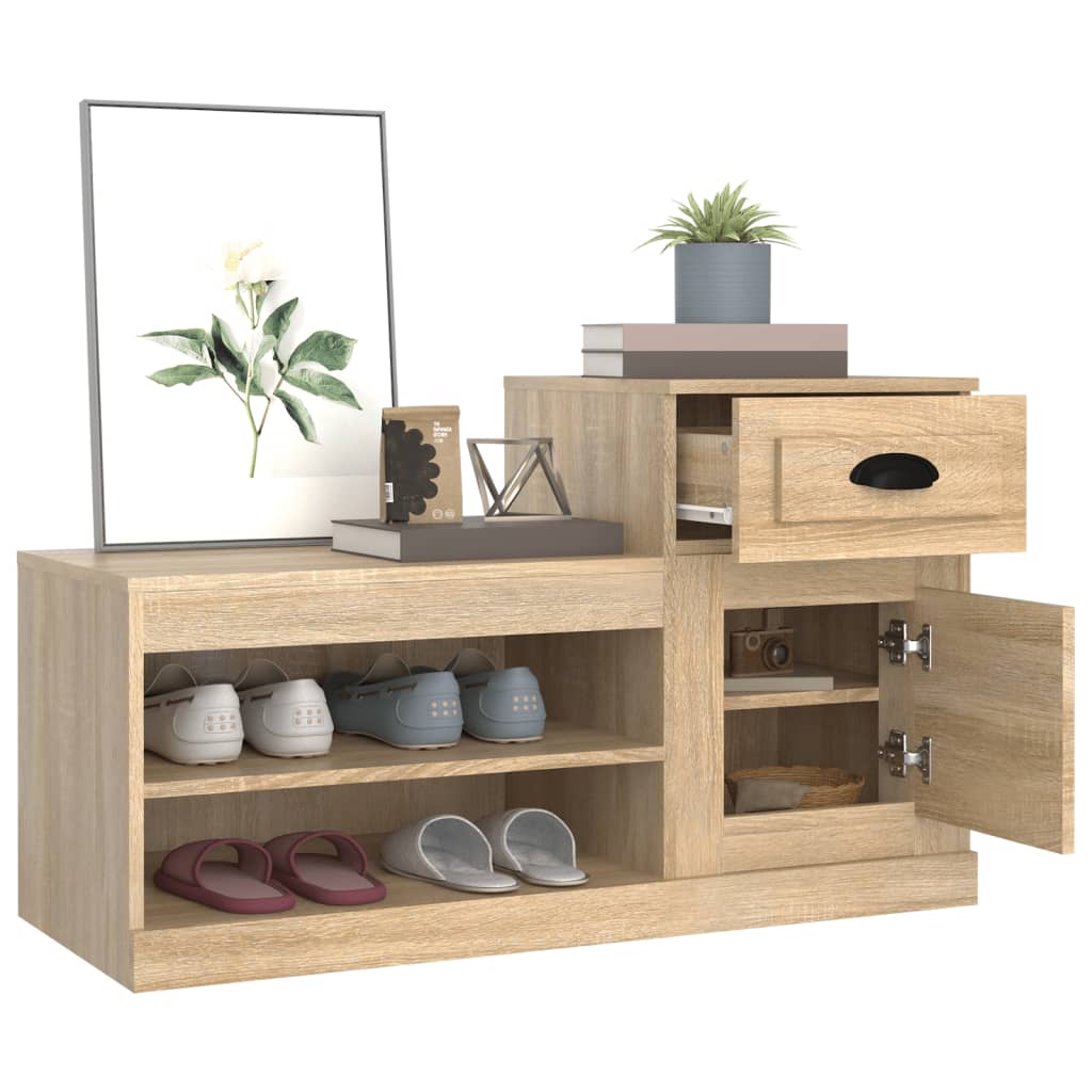 Armoire à chaussures chêne sonoma 100x42x60cm bois d'ingénierie - XIOS