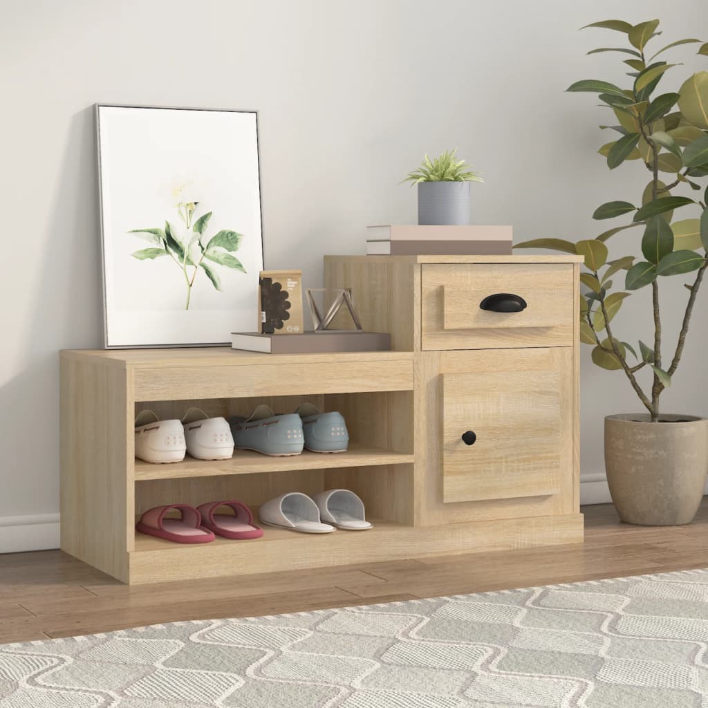 Armoire à chaussures chêne sonoma 100x42x60cm bois d'ingénierie - XIOS