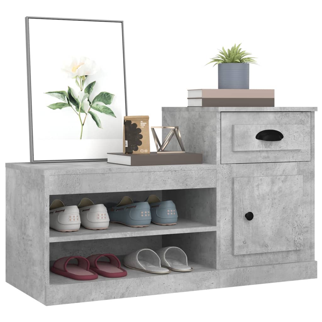 Armoire à chaussures gris béton 100x42x60 cm bois d'ingénierie - XIOS