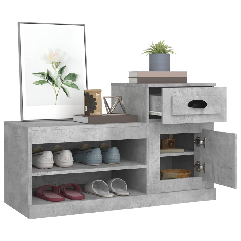 Armoire à chaussures gris béton 100x42x60 cm bois d'ingénierie - XIOS