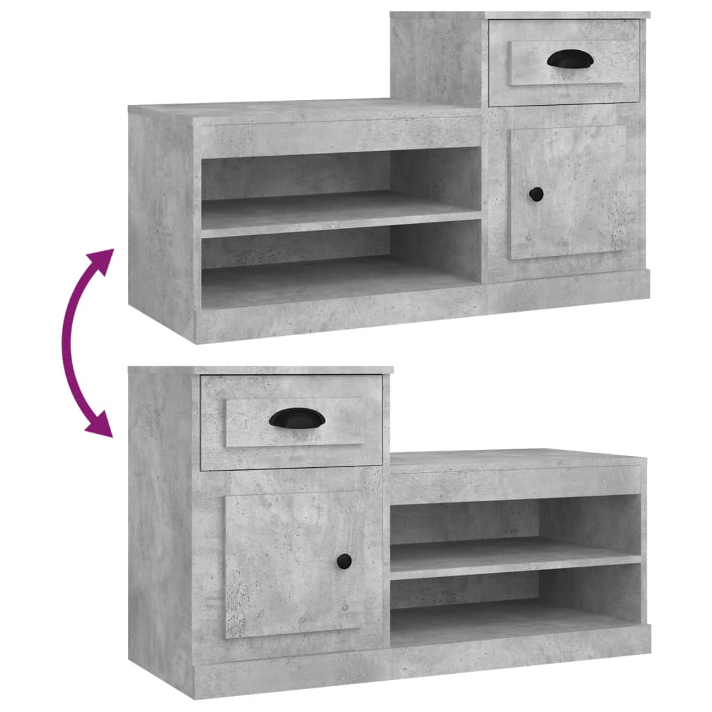 Armoire à chaussures gris béton 100x42x60 cm bois d'ingénierie - XIOS