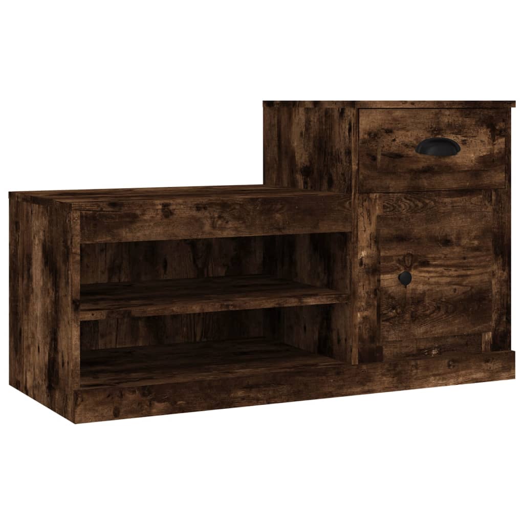 Armoire à chaussures chêne fumé 100x42x60 cm bois d'ingénierie - XIOS