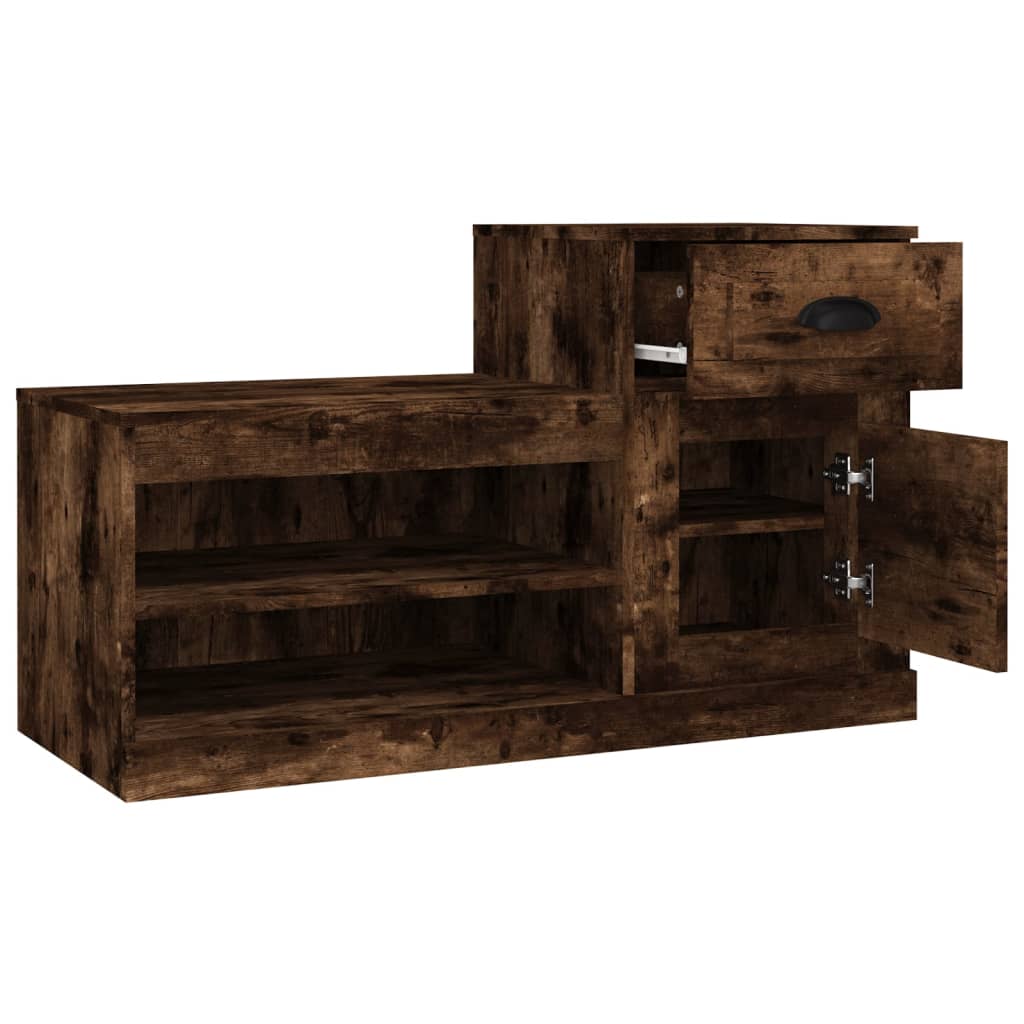 Armoire à chaussures chêne fumé 100x42x60 cm bois d'ingénierie - XIOS