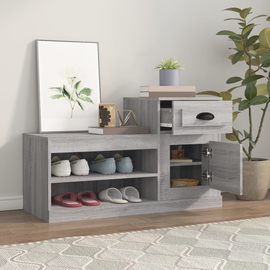 Armoire à chaussures sonoma gris 100x42x60 cm bois d'ingénierie - XIOS