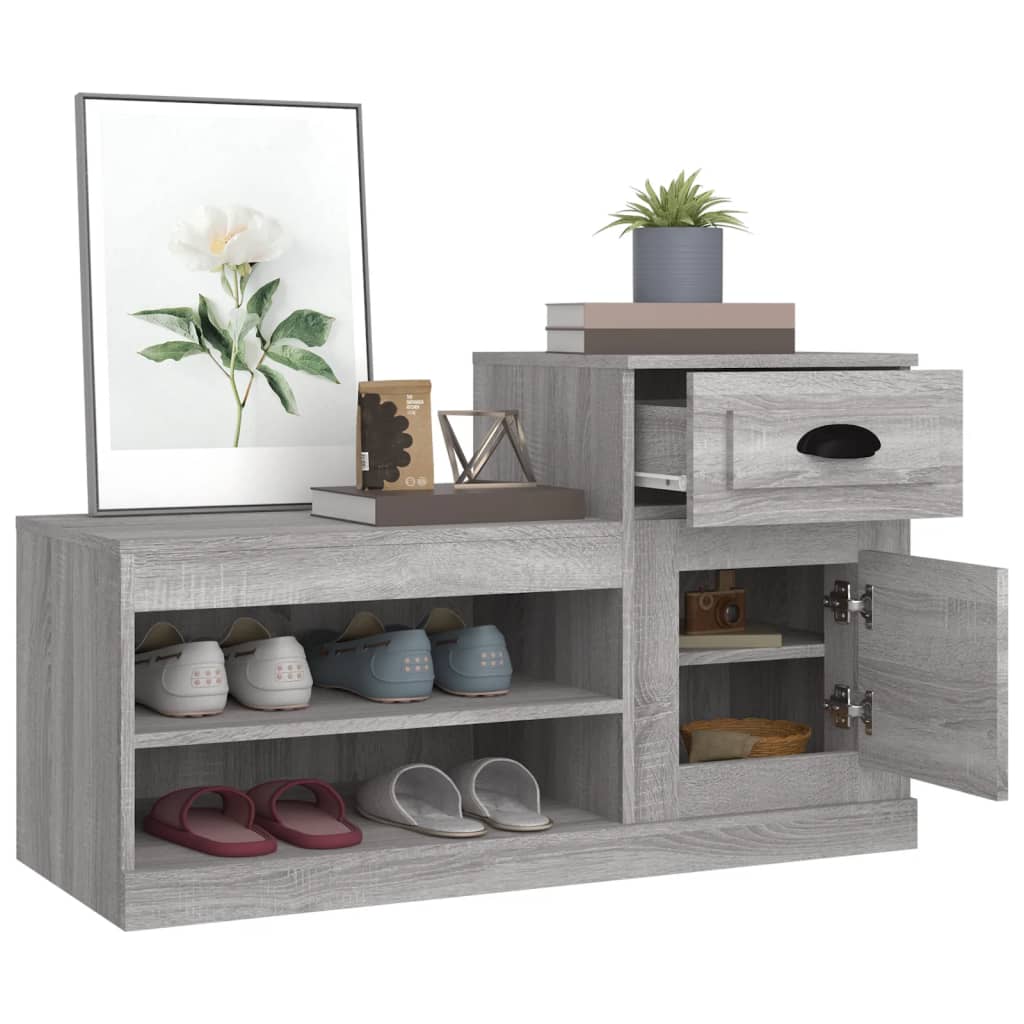Armoire à chaussures sonoma gris 100x42x60 cm bois d'ingénierie - XIOS