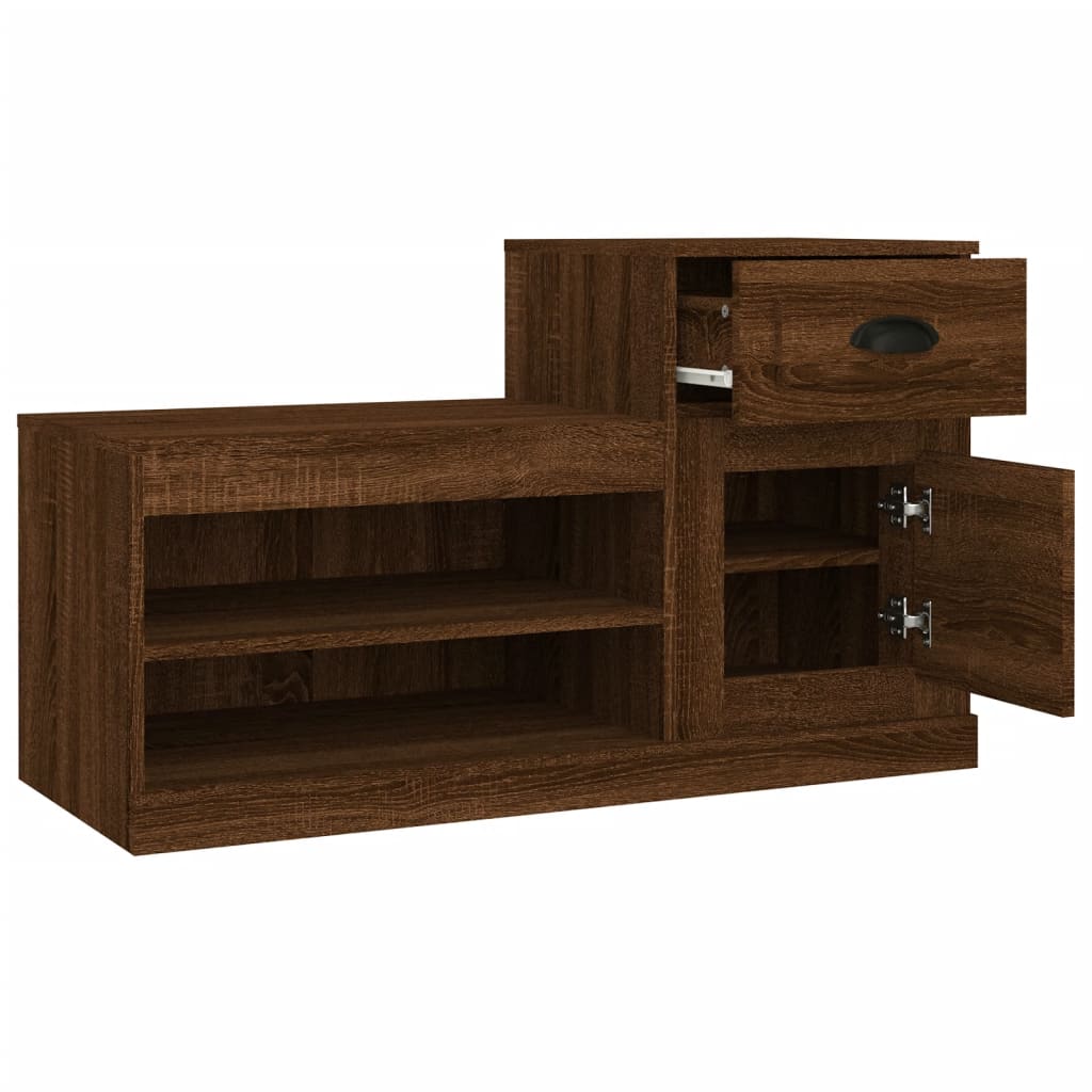 Armoire à chaussures chêne marron 100x42x60cm bois d'ingénierie - XIOS