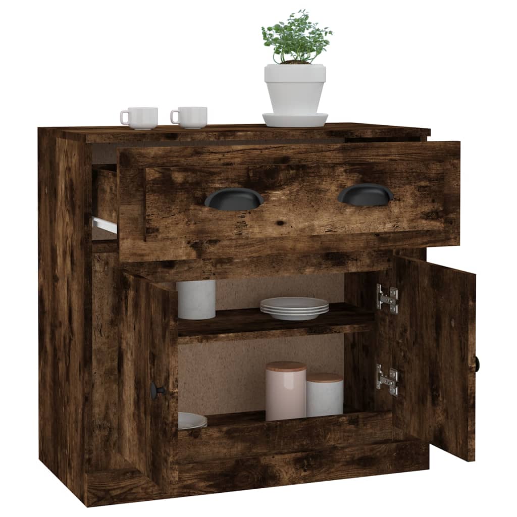 Buffet chêne fumé 70x35,5x67,5 cm bois d'ingénierie - XIOS