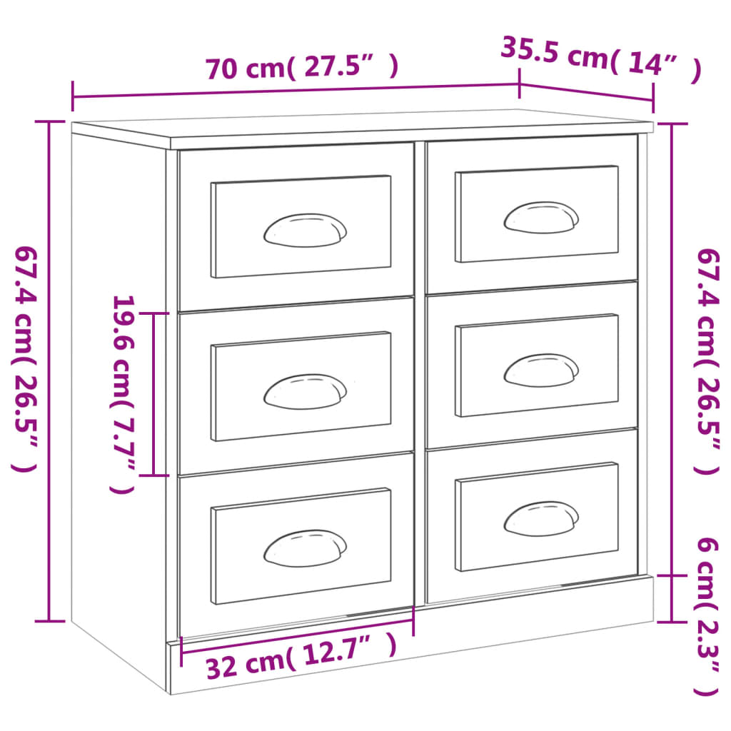 Buffet blanc 70x35,5x67,5 cm bois d'ingénierie - XIOS