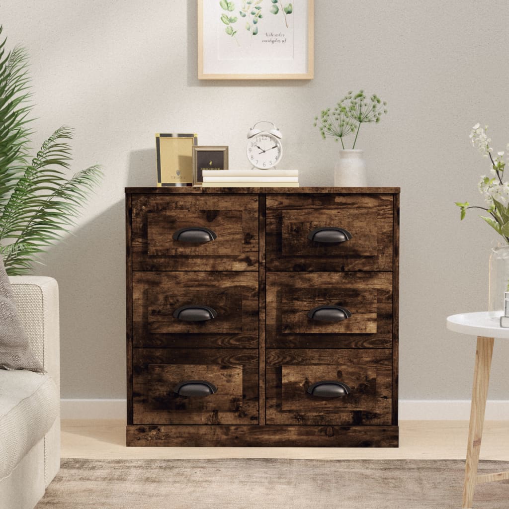 Buffet chêne fumé 70x35,5x67,5 cm bois d'ingénierie - XIOS