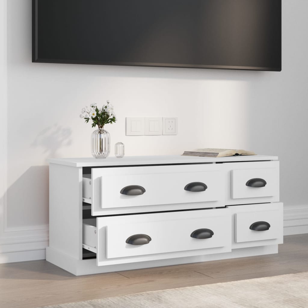 Meuble TV blanc 100x35,5x45 cm bois d'ingénierie - XIOS