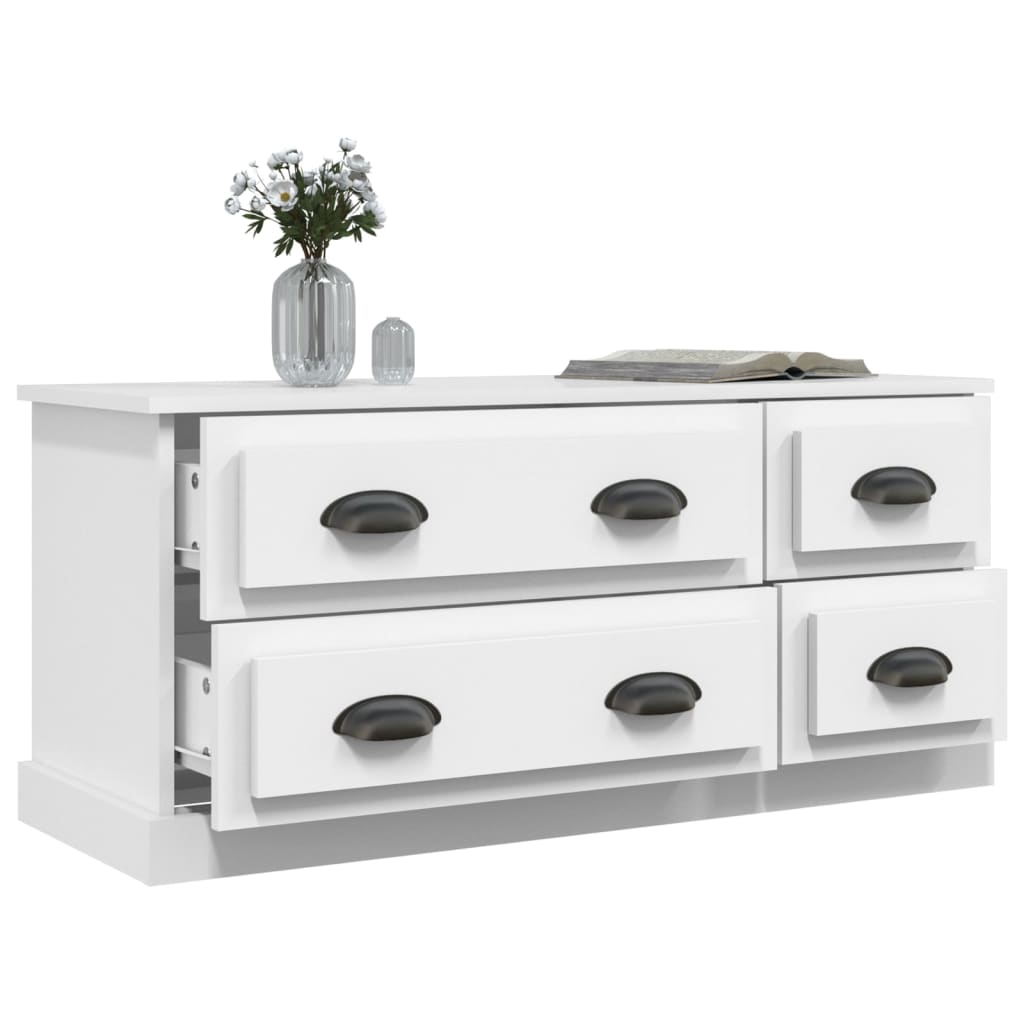 Meuble TV blanc 100x35,5x45 cm bois d'ingénierie - XIOS