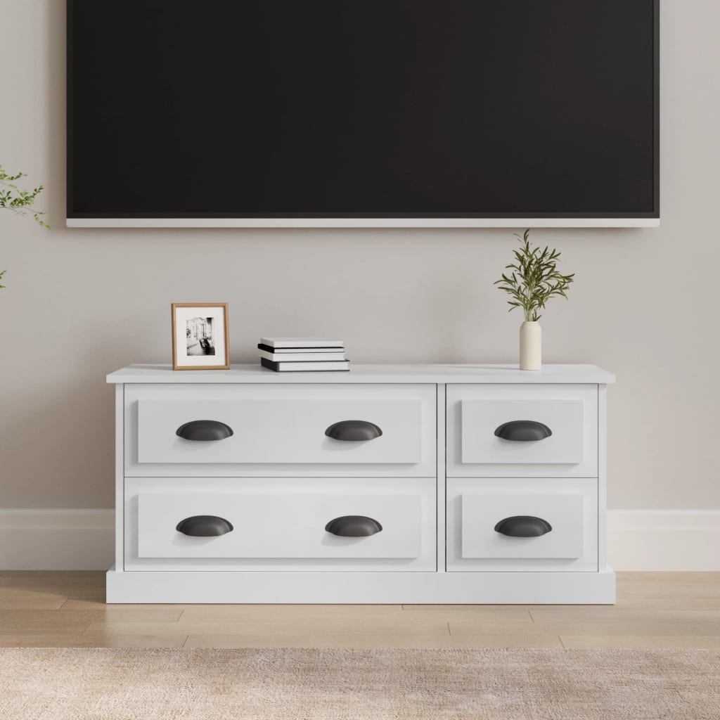Meuble TV blanc brillant 100x35,5x45 cm bois d'ingénierie - XIOS